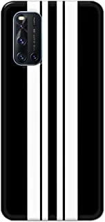 غطاء جراب مصمم بلمسة نهائية غير لامعة من Khaalis لهاتف Vivo V19-Racing Stripes أسود أبيض