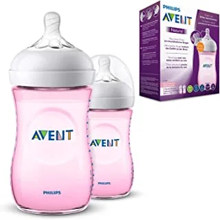 Philips Avent Natural Baby Bottles SCF034/27, 260 ml - Pink (Pack of 2)