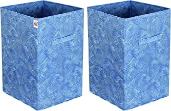 Fun Homes Leheriya Print Non Woven Fabric Foldable Laundry Basket, Toy Storage Basket, Cloth Storage Basket With Handles,60Ltr(Set Of 2, Blue)-FHUNH16450