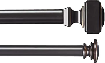 Amazon Basics 2.54 CM Double Curtain Rod with Square Finials - 1.83 M to 3.66 M, Dark Bronze (Espresso)