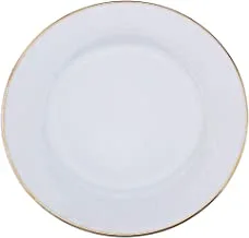 Shallow Porcelain Sahara Dinner Plate with Gold Rim, White, 27cm, TS-F1-10
