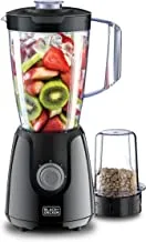 Black & Decker | 400W Blender | 1.5L Jar | Good for juices, smoothies & more | 1 Grinder Mill for grinding coffee, herbs and spices + extra jar | Dishwasher Safe | Black | BX430J-B5 | 2 Years Warranty