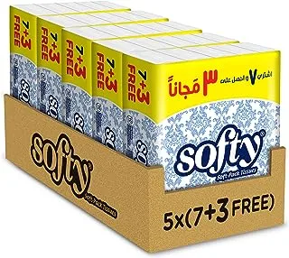Softy Facial Tissue, 2 PLY, 50 Soft Packs x 130 Sheets, Economy Tissue Paper for Face & Hands