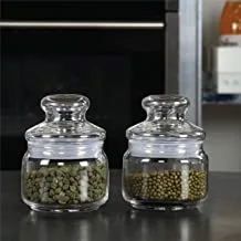 OCEAN Pop Jar Glass Lid Set, 2 Pieces, Clear, 325 ml, B0251102