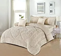 Winter 4 Pieces Comforter Set Single Size 160x210cm Embossed Patterned Warm Soft Velvet Fur Bedding Sets Includes Comforter, Fitted sheet, Pillowcases & Cushion Cover