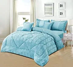 Winter 6 pieces comforter set king size 220x240cm embossed patterned warm soft velvet fur bedding sets includes comforter, fitted sheet, pillowcases & cushion cover