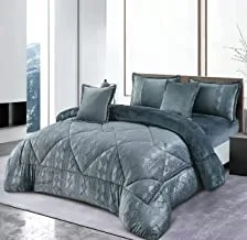 Winter 4 pieces comforter set single size 160x210cm embossed patterned warm soft velvet fur bedding sets includes comforter, fitted sheet, pillowcases & cushion cover