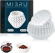 MIBRU 100 Pieces American Coffee Filters Paper Set Made To Fit Coffee Machines 8 Cups Up To 12 Coffee Cups For Optimal Coffee Taste White Suitable For Conventional Coffee Makers