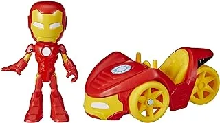 Hasbro Marvel Spidey and His Amazing Friends Iron Man Action Figure and Iron Racer Vehicle, Iron Man Toy for Children Aged 3 and Up