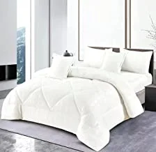 Winter 4 Pieces Comforter Set Single Size 160x210cm Embossed Patterned Warm Soft Velvet Fur Bedding Sets Includes Comforter, Fitted sheet, Pillowcases & Cushion Cover