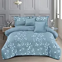 Winter 6 Pieces Comforter Set King Size 220x240cm Floral Pattern Warm Soft Velvet Fur Bedding Sets Includes Comforter, Fitted sheet, Pillowcases & Cushion Cover