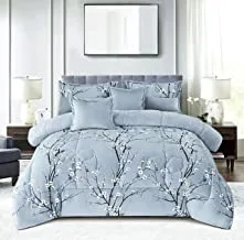 Winter 4 Pieces Comforter Set Single Size 160x210cm Floral Pattern Warm Soft Velvet Fur Bedding Sets Includes Comforter, Fitted sheet, Pillowcases & Cushion Cover