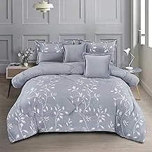 Winter 6 Pieces Comforter Set King Size 220x240cm Floral Pattern Warm Soft Velvet Fur Bedding Sets Includes Comforter, Fitted sheet, Pillowcases & Cushion Cover