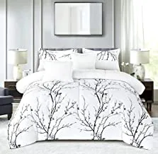 Winter 6 pieces comforter set king size 220x240cm floral pattern warm soft velvet fur bedding sets includes comforter, fitted sheet, pillowcases & cushion cover
