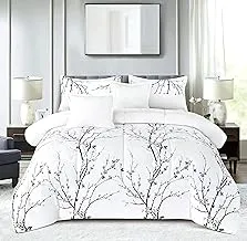 Winter 6 pieces comforter set king size 220x240cm floral pattern warm soft velvet fur bedding sets includes comforter, fitted sheet, pillowcases & cushion cover