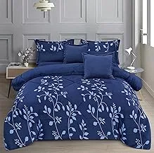 Winter 6 Pieces Comforter Set King Size 220x240cm Floral Pattern Warm Soft Velvet Fur Bedding Sets Includes Comforter, Fitted sheet, Pillowcases & Cushion Cover