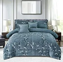 Winter 4 Pieces Comforter Set Single Size 160x210cm Floral Pattern Warm Soft Velvet Fur Bedding Sets Includes Comforter, Fitted sheet, Pillowcases & Cushion Cover