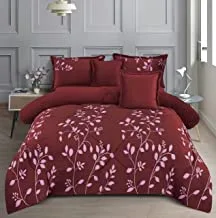 Winter 6 Pieces Comforter Set King Size 220x240cm Floral Pattern Warm Soft Velvet Fur Bedding Sets Includes Comforter, Fitted sheet, Pillowcases & Cushion Cover