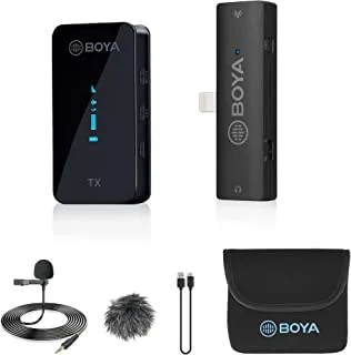 Boya BY-XM6-S3 Wireless Lavalier Microphone for iPhone/iPad 2.4GHz Wireless Lapel Microphone with OLED Display & Bulit in Microphone for YouTubeTiktok Live Stream Video Recording Vlogging