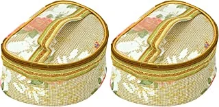 Fun Homes Laminated Makeup Bag, Travel Toiletry Case, Portable Travel Cosmetic Bag, Makeup Organizer, Cosmetic Storage Bag With Top Handle-Pack of 2 (Gold)