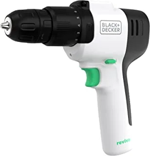 BLACK+DECKER Reviva Powerful 12V Cordless Lightweight Hammer Drill Made From 50% Recycled Material with maximum 400Nm torque REVHD12C-GB