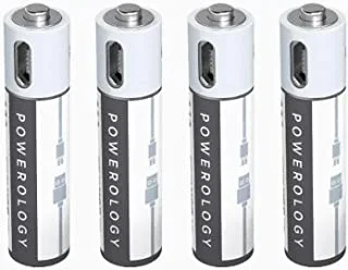 Powerology USB Rechargeable Lithium-ion Battery AAA (4pcs/pack) 600mAh / 900mWh - Multicolor