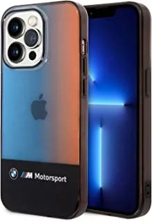 BMW Motorsport Collection PC/TPU IML Case With Printed Middle Tricolor Fading Strip Compatible With iPhone 14 Pro