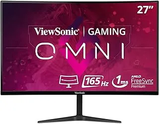 ViewSonic OMNI VX2718-2KPC-MHD 27 Inch Curved 1440p 1ms 165Hz Gaming Monitor with Adaptive Sync, Eye Care, HDMI and Display Port