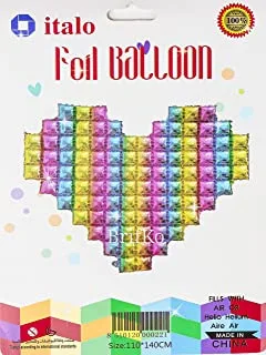 Italo Heart Shape Foil Balloon, Mutlicolor