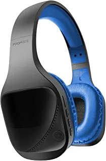 Promate Wireless Bluetooth Headphones, Powerful Hi-Fi Stereo Wired/Wireless Headphone with MicroSD Card Slot, FM Radio, AUX Port, Noise Isolation, Built-in Mic and On-Ear Control, Nova Blue