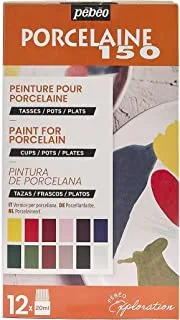 Pebeo Porcelaine 150 China Paint Exploration Set # 2- Set of 6 (Colors may vary), DIY Arts & Crafts Supplies, Heat-Resistant Finish, Microwave & Dishwasher Safe Formula, 20 ml Bottles (757472)