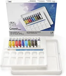 Winsor & Newton Cotman Watercolor Paint Set, 12 Colors Palette Set, 8ml (0.27-oz) Tubes w/Brush