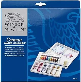 Winsor & Newton Cotman Watercolor Paint Set, 12 Colors Palette Set, 8ml (0.27-oz) Tubes w/Brush