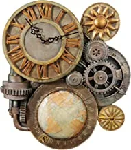 Design Toscano Gears of Time Steampunk Wall Clock Sculpture, Medium, Full Color