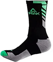 Peak W14907 Basketball Socks for Man, Black/Dark Gray/Green