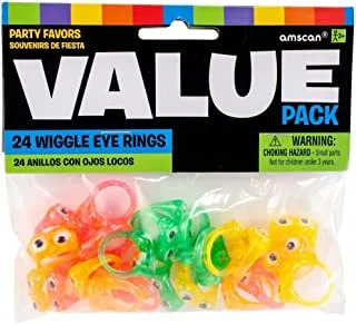 Amscan Wiggle Eye Ring Party Accessory Favors 24 Pieces, Multicolor