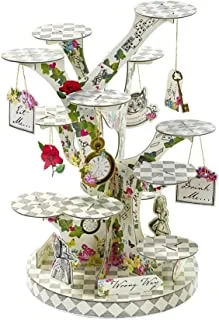 طاولات متكلمة TSALICE-TREATSTAND Alice In Wonderland Cupcake Stand قطعة مركزية Mad Hatter Tea Party ، علاج ، ألوان مختلطة ، حامل علاج