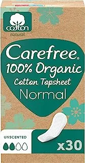 Carefree 100% Organic Cotton Liners, Dermatologically Tested, Fragrance Free, Normal Size, Pack of 30