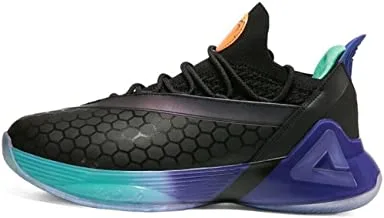 Peak E93323A Men's Basketball Match Shoes, Size E45, Black/Purple