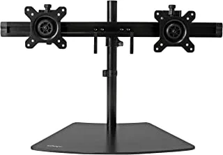 StarTech.com Dual Monitor Mount - Supports Monitors 12'' to 24'' - Adjustable - VESA Monitor Stand for Desk - Low Profile Base - Horizontal - Black (ARMBARDUO)