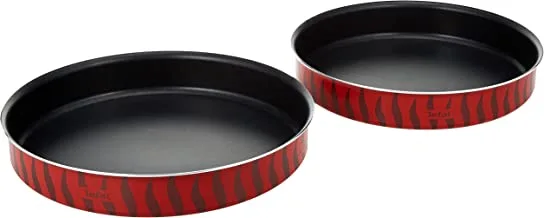 TEFAL Baking Pans | Les Spécialistes | 2-Piece Set | Kebbe Dishes | 28/30 cm | Non-Stick Coating | Aluminum | Heat Diffusion | Easy Cleaning | Red | Made in France | 2 Years Warranty | J5716683