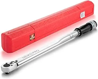 Neiko PRO 03709B 1/2-Inch-Drive Torque Wrench, 25-Inch Adjustable Click Torque Wrench, Made with Chrome Vanadium CrV Steel, SAE