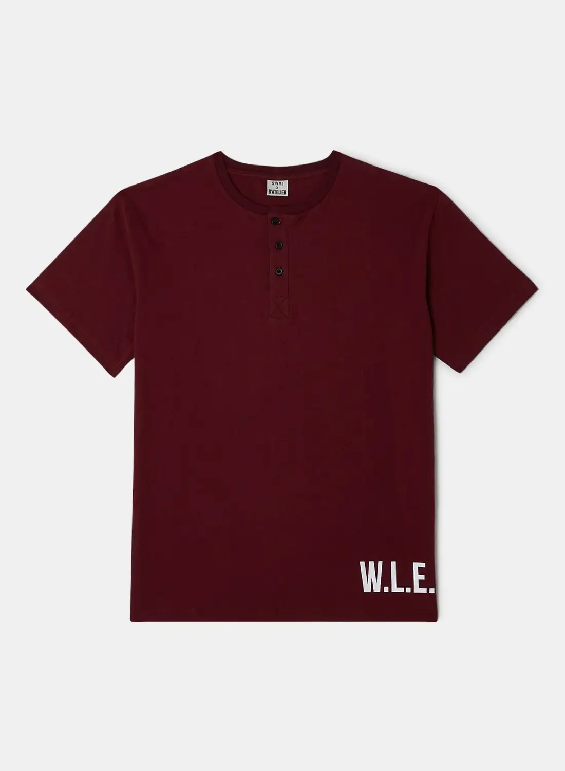 Sivvi x D'Atelier WLE Grandad T-Shirt Damson Red