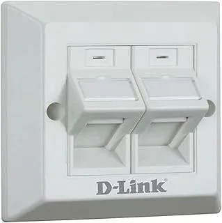 D-LINK NFP-0WHI22 – Dual Angular Faceplate Accepts Two Keystone Jacks with Shutter & ID Plate- 86 * 86 mm – White Colour – Square