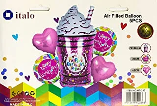 Italo Birthday Party Ice Cream Shape Decoration Balloon 5 Pieces Set, Pink
