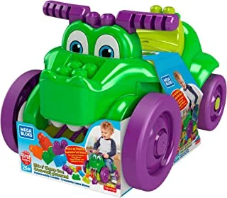 Mega Bloks Ride 'n Chomp Croc ride-on toy building set with 25 big and colorful building blocks, gift set for boys and girls, ages 1 and up​