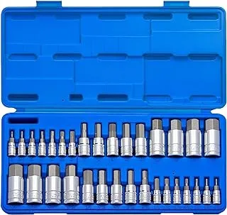 NEIKO 10288A Allen Hex Bit Socket Set, 32 Piece SAE and Metric Allen Socket Set, Allen Head Hex Key Socket Set Made with S2 Steel