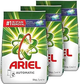 Ariel Automatic Laundry Detergent Powder, Original Scent, Stain-free Clean Laundry, Washing Powder, 3x5 KG (Packaging may vary)