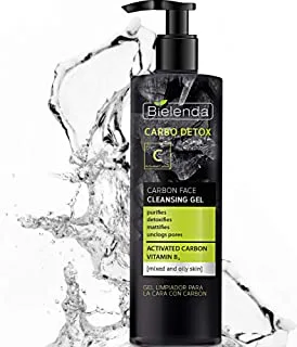 Bielenda CARBO DETOX Carbon Face Cleansing Gel for Mixed & Oily Skin 200g - Gel Wash for Oily and Combination Skin Charcoal by Bielenda 195g