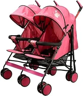 KiKo 23-1514 Comfortable and Luxury Twin Baby Stroller for 0+ Months Baby, Pink